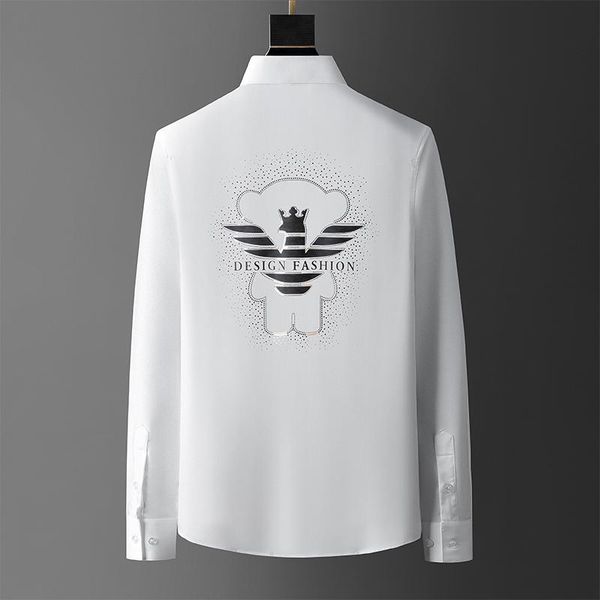 men's casual shirts 2021 autumn shirt luxury rhinestone long sleeve slim male business dress social party tuxedo clothing, White;black
men's casual shirts 2021 autumn shirt luxury rhinestone long sleeve slim male business dress social party tuxedo clothing, White;black
