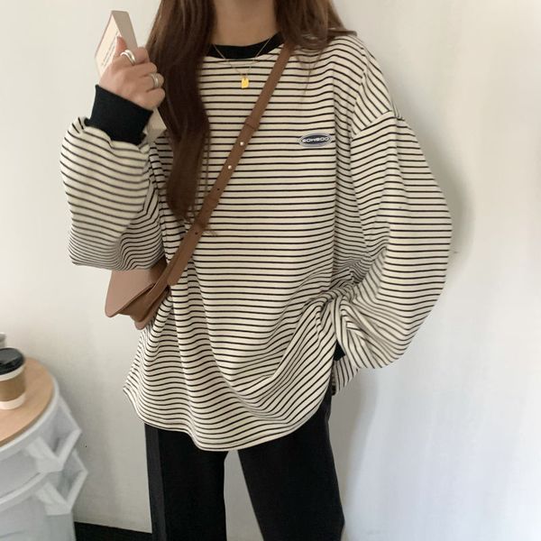 women's t-shirt long-sleeve striped female shirt, loose korean shirt with autumn stripes wm2o, White
women's t-shirt long-sleeve striped female shirt, loose korean shirt with autumn stripes wm2o, White
