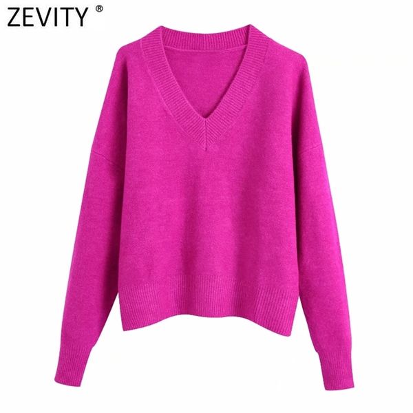 zevity women simply v neck soft touch casual purple knitting sweater female chic basic long sleeve pullovers brand sw901 210918, White;black
zevity women simply v neck soft touch casual purple knitting sweater female chic basic long sleeve pullovers brand sw901 210918, White;black