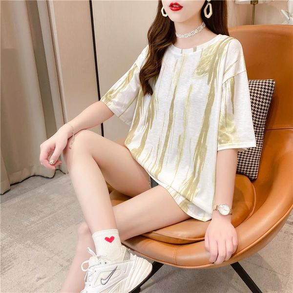 #4297 short sleeve t shirt women tie dyed printed streetwear t-shirt loose cotton casual long female harajuku summer2021 women's, White
#4297 short sleeve t shirt women tie dyed printed streetwear t-shirt loose cotton casual long female harajuku summer2021 women's, White
