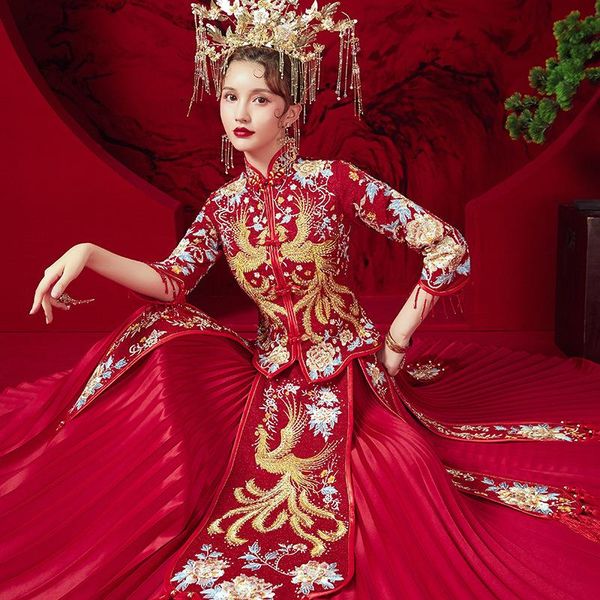 wine red chinese bride wedding dress cheongsam traditional women phoenix embroidery party qipao ethnic clothing
wine red chinese bride wedding dress cheongsam traditional women phoenix embroidery party qipao ethnic clothing