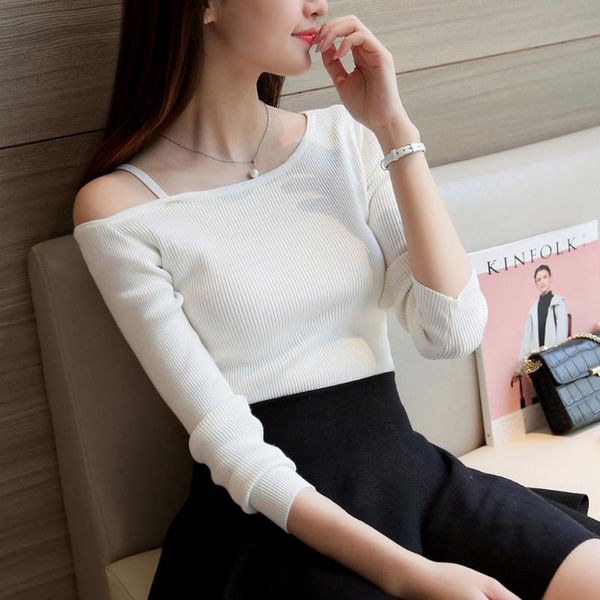 women's sweaters sweater y2k pullover knitted strapless long-sleeved bottoming shirt street suspenders one-way neck casual winter, White;black
women's sweaters sweater y2k pullover knitted strapless long-sleeved bottoming shirt street suspenders one-way neck casual winter, White;black