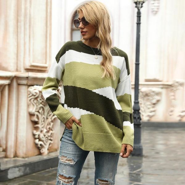 women's sweaters autumn and winter 2021 sweater casual irregular stitching striped pullover fashion chic qn*, White;black
women's sweaters autumn and winter 2021 sweater casual irregular stitching striped pullover fashion chic qn*, White;black