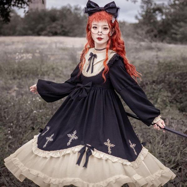 casual dresses autumn and winter sweet girl starry night cross embroidery dress daily op long-sleeved dark lolita, Black;gray
casual dresses autumn and winter sweet girl starry night cross embroidery dress daily op long-sleeved dark lolita, Black;gray