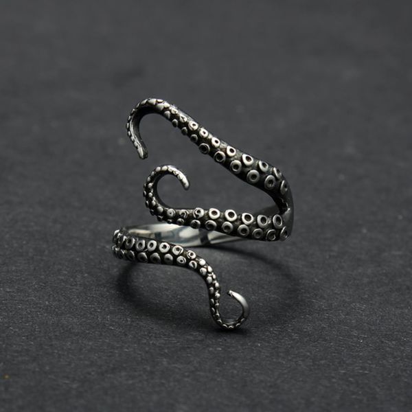 dark workshop punk new ocs stainless titanium steel opening ring, Black 
dark workshop punk new ocs stainless titanium steel opening ring, Black
