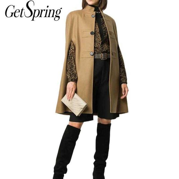 getspring women wool coat temperament cape stand collar overcoat long woolen jacket fashion loose winter s 210601, Black
getspring women wool coat temperament cape stand collar overcoat long woolen jacket fashion loose winter s 210601, Black