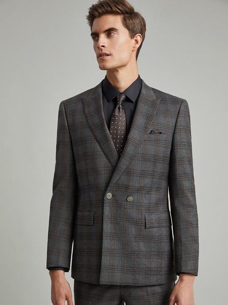 men's suits & blazers grey plaid men set blazer pant slim style wedding groom business man wear plus size 56 double breasted 2021 autum, White;black
men's suits & blazers grey plaid men set blazer pant slim style wedding groom business man wear plus size 56 double breasted 2021 autum, White;black