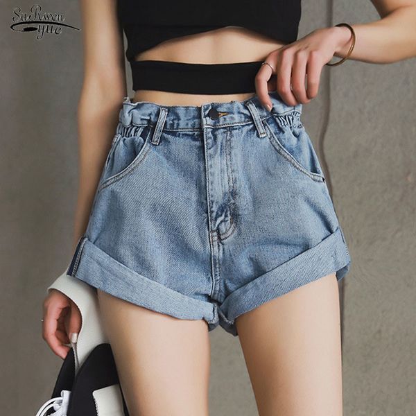 denim shorts women's white short jeans khaki wide leg elastic waist vintage high summer spodenki 9704 210521, White;black
denim shorts women's white short jeans khaki wide leg elastic waist vintage high summer spodenki 9704 210521, White;black