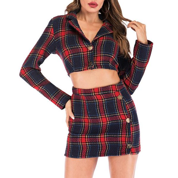 women vintage plaid 2 piece set frayed checked tweed blazers crop and mini skirt ladies elegant ol style two women's pants, White
women vintage plaid 2 piece set frayed checked tweed blazers crop and mini skirt ladies elegant ol style two women's pants, White