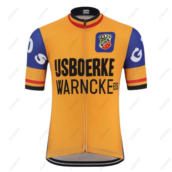 racing jackets euskadi men pro team vintage cycling jersey 100% polyester yellow road bicycle clothing mountain bike clothes maillot, Black;red 
racing jackets euskadi men pro team vintage cycling jersey 100% polyester yellow road bicycle clothing mountain bike clothes maillot, Black;red