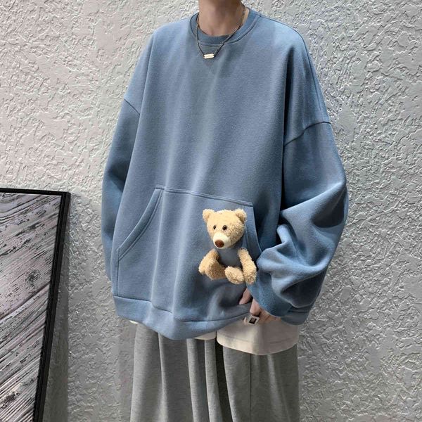 men's hoodies & sweatshirts fashion trend pullover round neck bear decorate homme male coats loose cotton clothes m-xl d2ki, Black
men's hoodies & sweatshirts fashion trend pullover round neck bear decorate homme male coats loose cotton clothes m-xl d2ki, Black