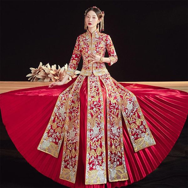 ethnic clothing oversize 6xl retro chinese marry pleated skirt cheongsam embroidery rhinestone bride groom wedding dress, Red
ethnic clothing oversize 6xl retro chinese marry pleated skirt cheongsam embroidery rhinestone bride groom wedding dress, Red