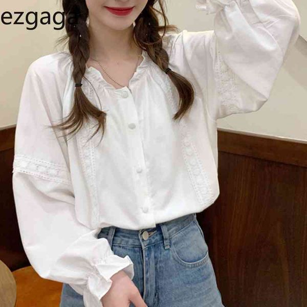 ezgaga korean fashion women blouse tender flare sleeve v-neck solid loose all-match spring elegant shirts sweet casual 210430, White
ezgaga korean fashion women blouse tender flare sleeve v-neck solid loose all-match spring elegant shirts sweet casual 210430, White
