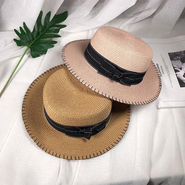 bow straw hat female summer fashion casual outdoor sunscreen face uv protection flat cap british versatile small wide brim hats, Blue;gray
bow straw hat female summer fashion casual outdoor sunscreen face uv protection flat cap british versatile small wide brim hats, Blue;gray