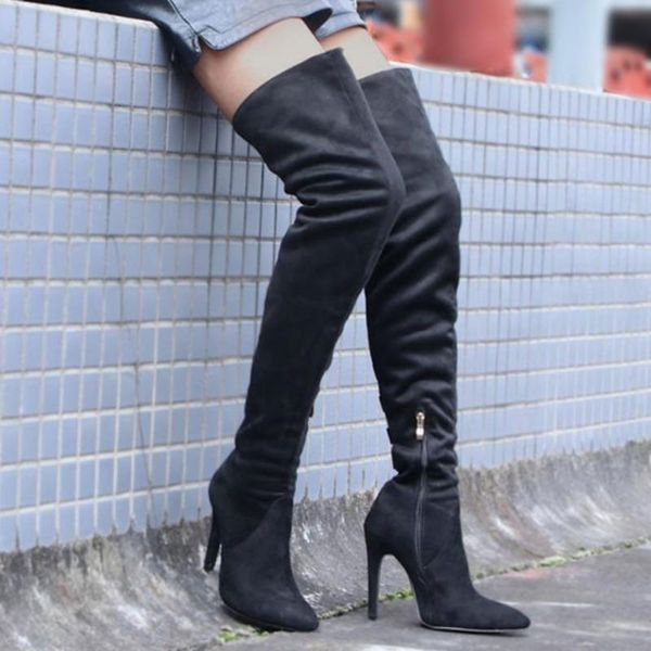 fashion high heels shoes women over the knee pointed toe boots 2021 black suede long bootas spring autumn female
fashion high heels shoes women over the knee pointed toe boots 2021 black suede long bootas spring autumn female