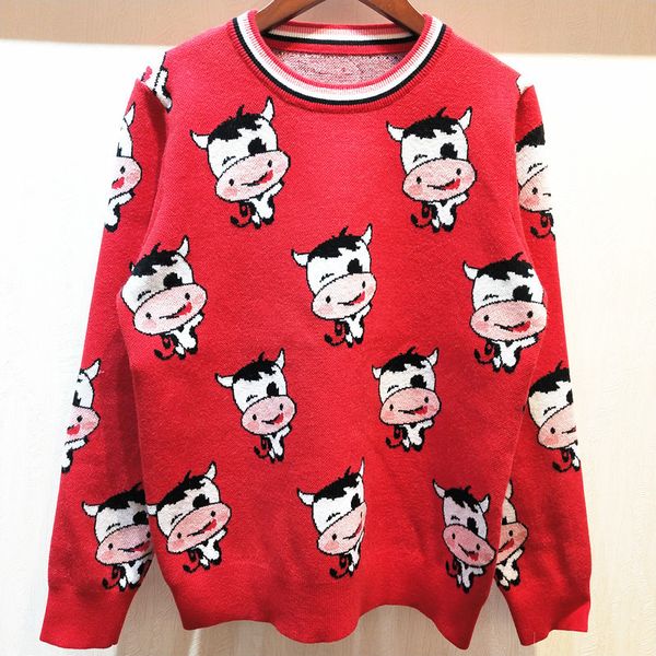 women's sweaters cartoon bull jacquard knit with round neck and long sleeves designer wear deluxe turtleneck slim pullover 9c50, White;black
women's sweaters cartoon bull jacquard knit with round neck and long sleeves designer wear deluxe turtleneck slim pullover 9c50, White;black