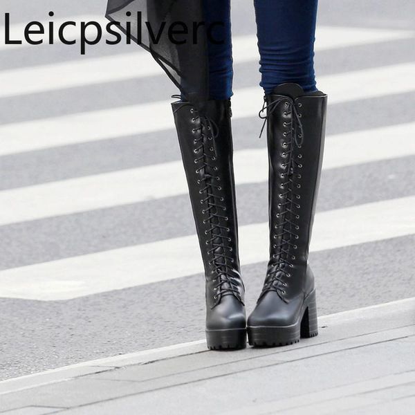 boots women's winter style round head side zipper front tie thick heel mid plus size 34-43, Black
boots women's winter style round head side zipper front tie thick heel mid plus size 34-43, Black