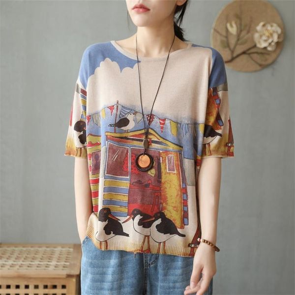 spring and summer original art retro round neck short-sleeved t-shirt women loose printed half-sleeved t-shirt casual 210427, White;black
spring and summer original art retro round neck short-sleeved t-shirt women loose printed half-sleeved t-shirt casual 210427, White;black