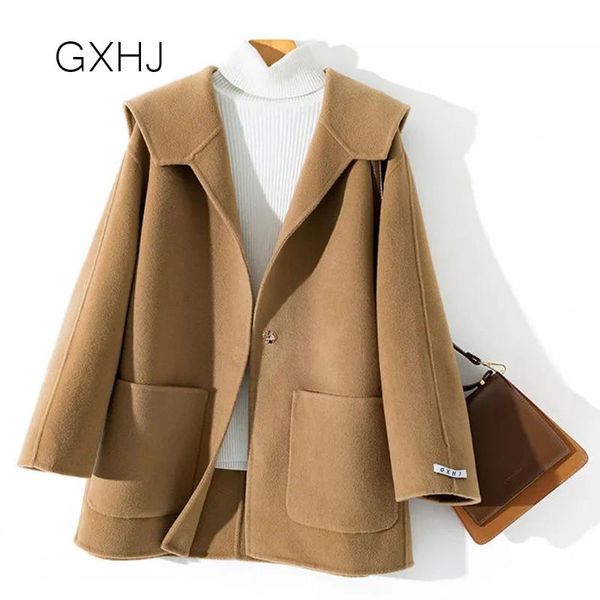 women's wool & blends double-sided woolen coat short high-end lady navy lapel streetwear female outerwear casaco feminino lhj312, Black
women's wool & blends double-sided woolen coat short high-end lady navy lapel streetwear female outerwear casaco feminino lhj312, Black