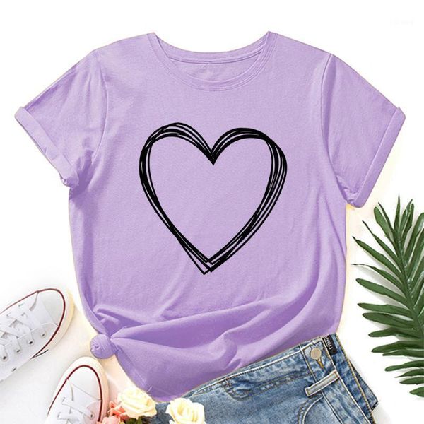 women's t-shirt 2021 love heart print crew neck short sleeve summer cotton graphic tee for women female shirts clothes basic top, White
women's t-shirt 2021 love heart print crew neck short sleeve summer cotton graphic tee for women female shirts clothes basic top, White