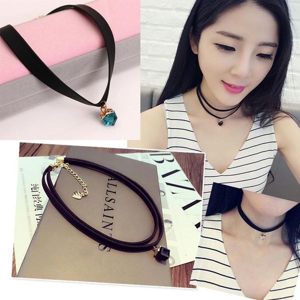 chokers retro versatile double pu leather neck chain necklace women's collar pendant short clavicle jewelry gifts party, Golden;silver 
chokers retro versatile double pu leather neck chain necklace women's collar pendant short clavicle jewelry gifts party, Golden;silver