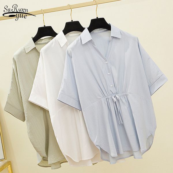 summer 5xl plus size korean style loose blouse women elegant v-neck solid large girl's slim shirts white 9884 210521
summer 5xl plus size korean style loose blouse women elegant v-neck solid large girl's slim shirts white 9884 210521