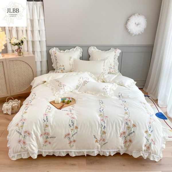 bedding sets luxury white floral embroidery 100s egyptian cotton set king ruffle duvet cover bed linen pillowcases home textile
bedding sets luxury white floral embroidery 100s egyptian cotton set king ruffle duvet cover bed linen pillowcases home textile