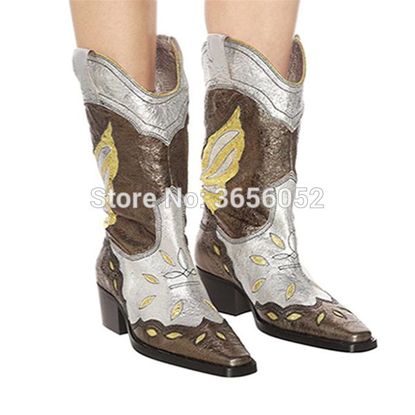 qianruiti black white patchwork leather embroidered mid-calf long western shoes female slip on block heel cowboy boots bs0i
qianruiti black white patchwork leather embroidered mid-calf long western shoes female slip on block heel cowboy boots bs0i