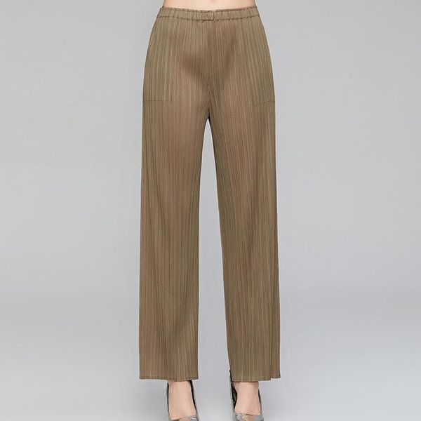 women's pants & capris plus size women spring solid color elastic waist miyake pleated casual loose straight trousers full length, Black;white
women's pants & capris plus size women spring solid color elastic waist miyake pleated casual loose straight trousers full length, Black;white