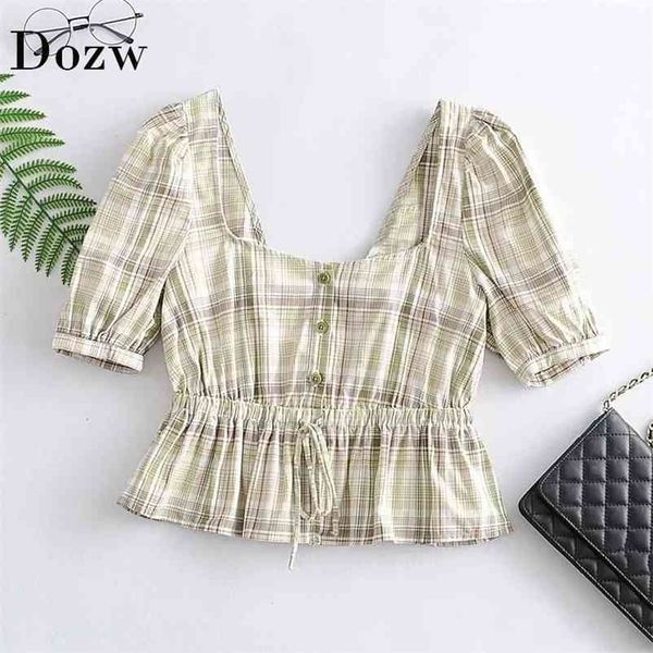 plaid blouse women summer puff short sleeve vintage shirt female bow tie backless chic blouses button stylish lady 210515, White
plaid blouse women summer puff short sleeve vintage shirt female bow tie backless chic blouses button stylish lady 210515, White