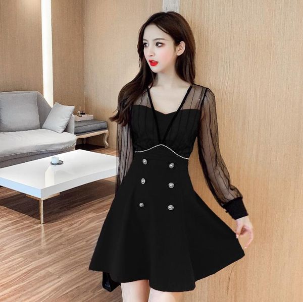 patchwork women one-piece dress korean lantern sleeve mesh high waist dresses red black 3720 casual, Black;gray
patchwork women one-piece dress korean lantern sleeve mesh high waist dresses red black 3720 casual, Black;gray
