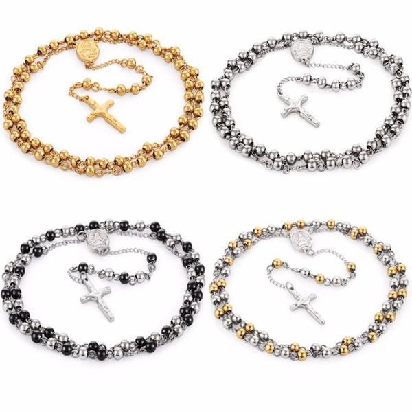 pendant necklaces stainless steel beads necklace gold color rosary pendants jesus christ cross long y chain gifts for friends., Silver
pendant necklaces stainless steel beads necklace gold color rosary pendants jesus christ cross long y chain gifts for friends., Silver