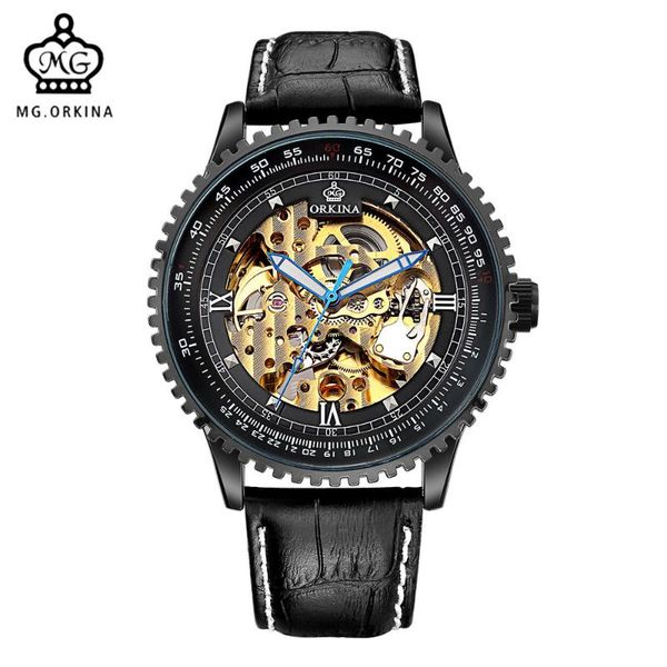 transparent case luxury casual design black leather strap mens watches brand mechanical golden skeleton watch wristwatches, Slivery;brown
transparent case luxury casual design black leather strap mens watches brand mechanical golden skeleton watch wristwatches, Slivery;brown