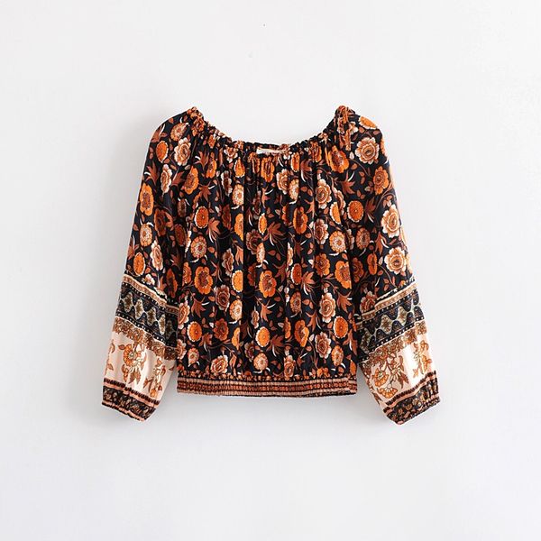 new orange flower print shirt black floral flare pants women elastic waist skirt long sleeve blouse 3 pieces set, White
new orange flower print shirt black floral flare pants women elastic waist skirt long sleeve blouse 3 pieces set, White