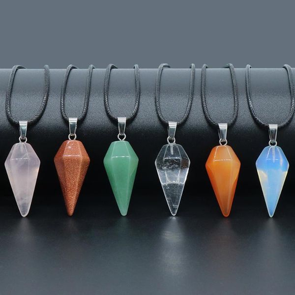 pendant necklaces natural agates stone necklace conical shape gold sand turquoises for women jewelry gift 31x14mm, Silver
pendant necklaces natural agates stone necklace conical shape gold sand turquoises for women jewelry gift 31x14mm, Silver