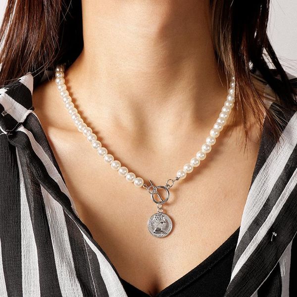 pendant necklaces trendy portrait coin pendants for women vintage pearl necklace toggle clasp collier unique design female jewelry, Silver
pendant necklaces trendy portrait coin pendants for women vintage pearl necklace toggle clasp collier unique design female jewelry, Silver