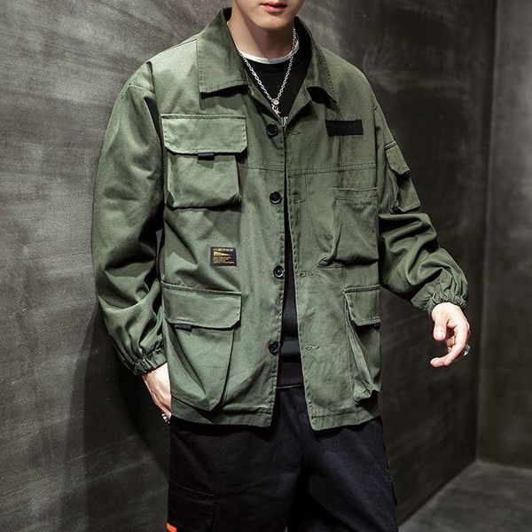 men's jackets workwear thin jacket spring and summer 2021 loose large size versatile multi-pocket retro coat, Black;brown
men's jackets workwear thin jacket spring and summer 2021 loose large size versatile multi-pocket retro coat, Black;brown