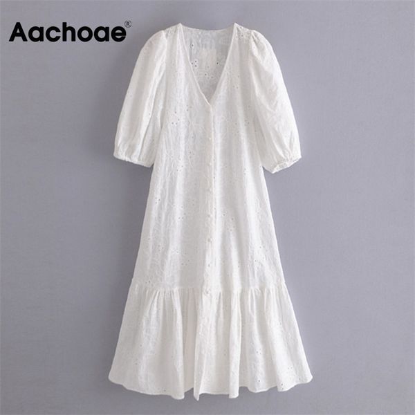 aachoae chic floral embroidery midi dress women v neck puff sleeve sweet dresses ladies elegant a line white cotton dress 210630, Black;gray
aachoae chic floral embroidery midi dress women v neck puff sleeve sweet dresses ladies elegant a line white cotton dress 210630, Black;gray