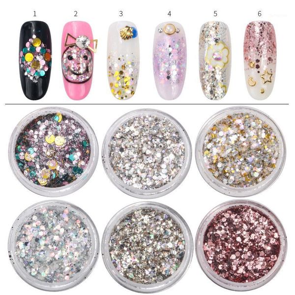 6boxes/set glitter nail art powder sequins set 3d laser colorful flakes diy charm dust for decorate1, Silver;gold
6boxes/set glitter nail art powder sequins set 3d laser colorful flakes diy charm dust for decorate1, Silver;gold
