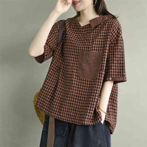 summer arts style women short sleeve v-neck tshirt cotton linen plaid vintage tee shirt femme casual loose plus size s873 210512, White
summer arts style women short sleeve v-neck tshirt cotton linen plaid vintage tee shirt femme casual loose plus size s873 210512, White