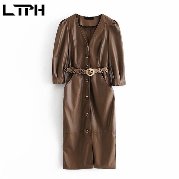 ltph elegant synthetic leather 3/4 sleeve dress women pu sashes v-neck single breasted mid-length dresses autumn 210423, White
ltph elegant synthetic leather 3/4 sleeve dress women pu sashes v-neck single breasted mid-length dresses autumn 210423, White