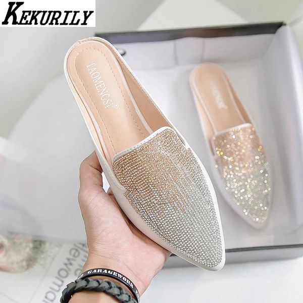 big size mule women pointed toe flats slipper rhinestone slide design flip flops slip on shoes loafers summer zapatos de mujer slippers, Black
big size mule women pointed toe flats slipper rhinestone slide design flip flops slip on shoes loafers summer zapatos de mujer slippers, Black