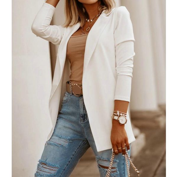 women's suits & blazers 2021 business spring autumn all-match female jackets slim long-sleeve casual solid blazer women clothes top, White;black
women's suits & blazers 2021 business spring autumn all-match female jackets slim long-sleeve casual solid blazer women clothes top, White;black