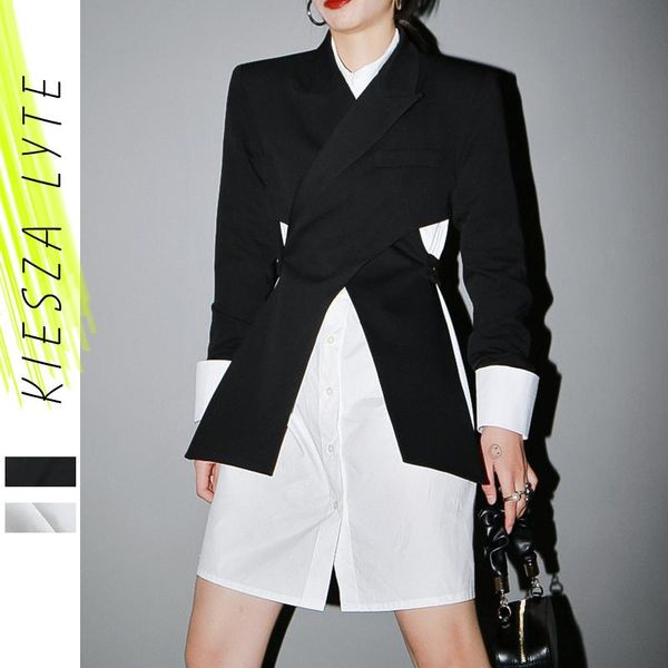 women black cross split joint blazer lapel long sleeve loose fit jacket fashion tide spring autumn 2021 women's suits & blazers, White;black
women black cross split joint blazer lapel long sleeve loose fit jacket fashion tide spring autumn 2021 women's suits & blazers, White;black