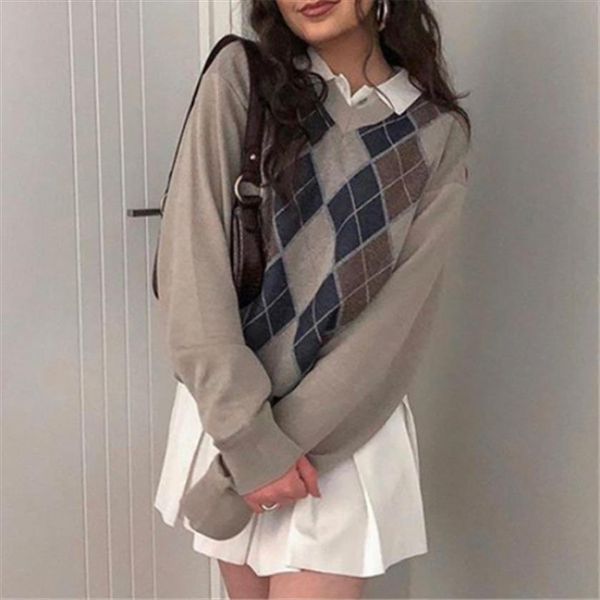 plaid knitted y2k for womens sweaters women autumn winter v neck jumper pullovers e girl streetwear preppy match, White;black
plaid knitted y2k for womens sweaters women autumn winter v neck jumper pullovers e girl streetwear preppy match, White;black