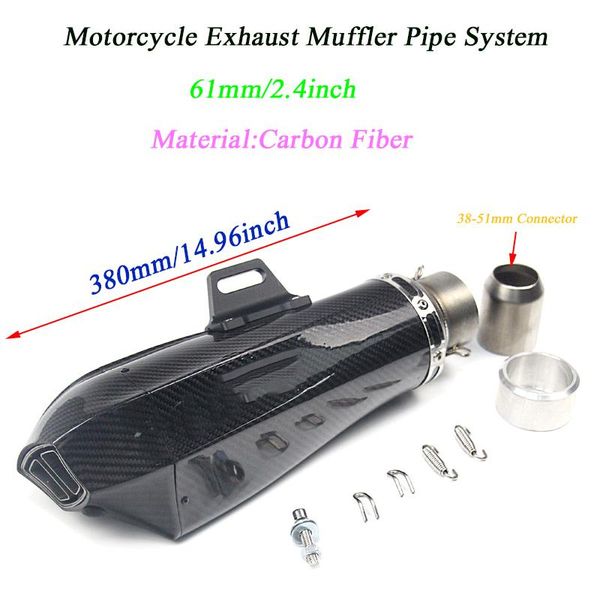 motorcycle exhaust system 61mm input vent pipe removable db killer escape 380mm length carbon fiber muffler silp on for sctoor
motorcycle exhaust system 61mm input vent pipe removable db killer escape 380mm length carbon fiber muffler silp on for sctoor