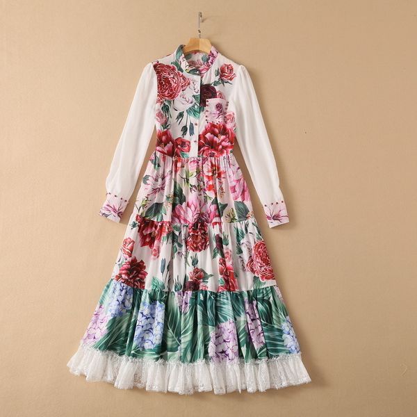 casual dresses european and american women's wear for spring long sleeve collar peony print with lace stitching fashion dress 3y1s, Black;gray
casual dresses european and american women's wear for spring long sleeve collar peony print with lace stitching fashion dress 3y1s, Black;gray