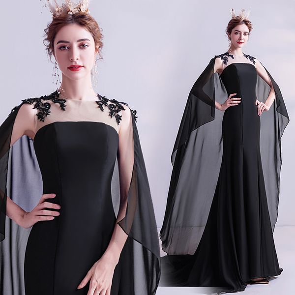 fashion black hi-lo mermaid evening dresses chiffon embroidery sheer neck sleeveless classic red carpet dress with wrap, Black;red
fashion black hi-lo mermaid evening dresses chiffon embroidery sheer neck sleeveless classic red carpet dress with wrap, Black;red