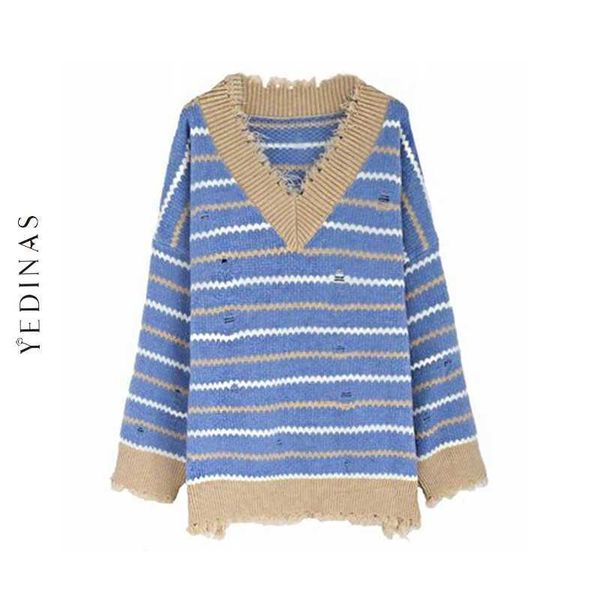 yedinas pullover sweater knitted women winter ripped long sleeve v neck striped sweaters for casual jumper ladies 210527, White;black
yedinas pullover sweater knitted women winter ripped long sleeve v neck striped sweaters for casual jumper ladies 210527, White;black