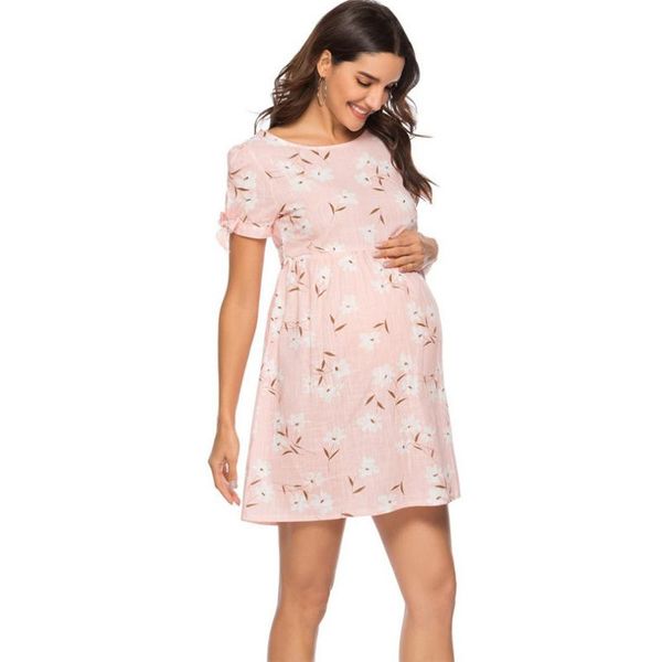 maternity dresses 2021 fashion women cotton blended short sleeve floral print dress #4a01, White
maternity dresses 2021 fashion women cotton blended short sleeve floral print dress #4a01, White